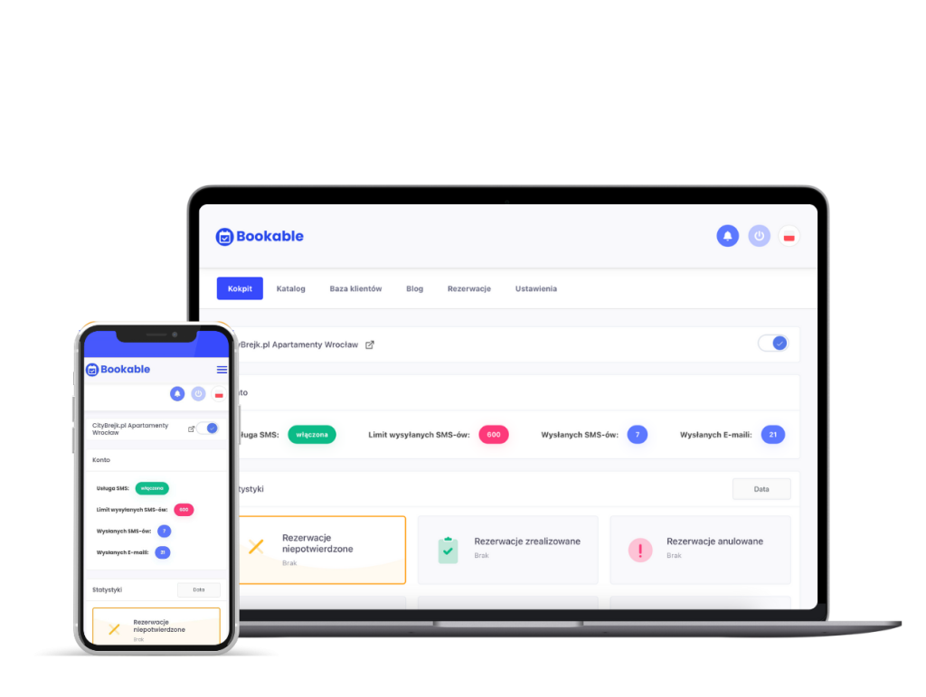The Bookable system dashboard on a laptop and phone
