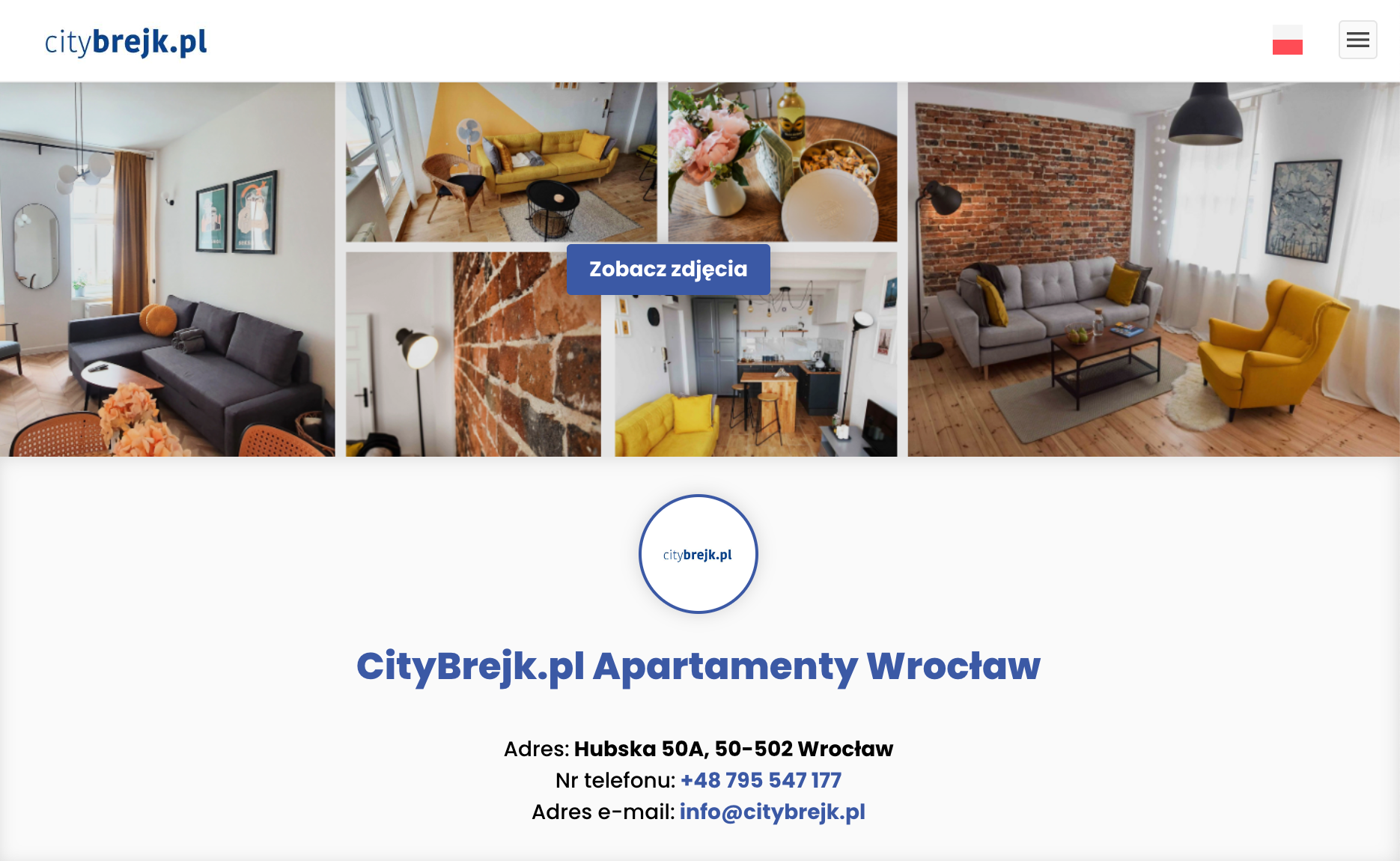 CityBrejk.pl apartment website built with Bookable